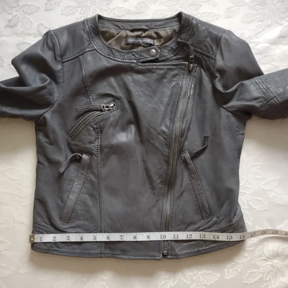 Boden limited edition leather biker Moto cropped asymmetric jacket
